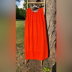 STUDIO EASE WOMAN DRESS 26W - Vibrant Fire Orange Long Summer Linen Blend 26/28